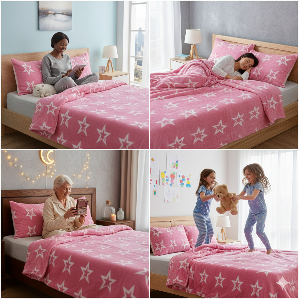 Unique Pink Star Bedsheet Set