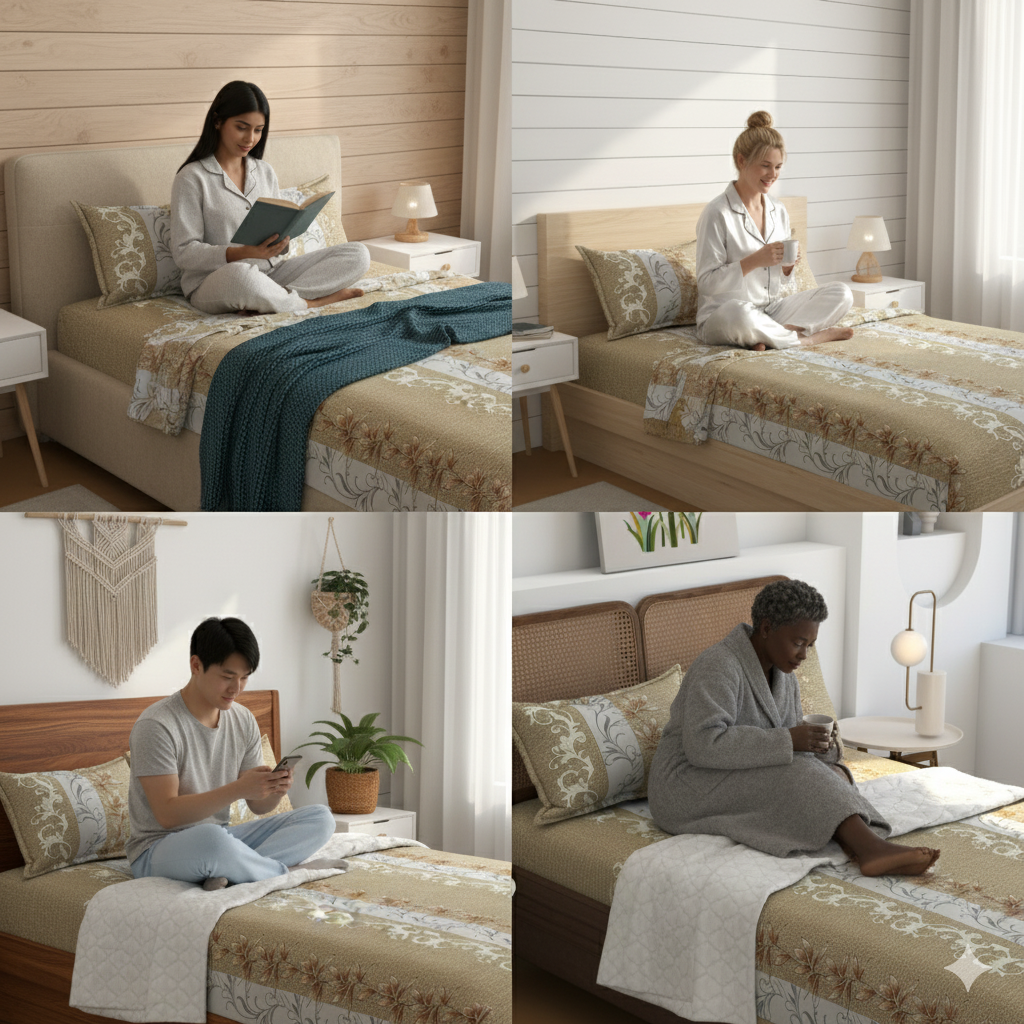 Elegant Floral Stripe Bedsheet Set – Redefine Comfort & Style