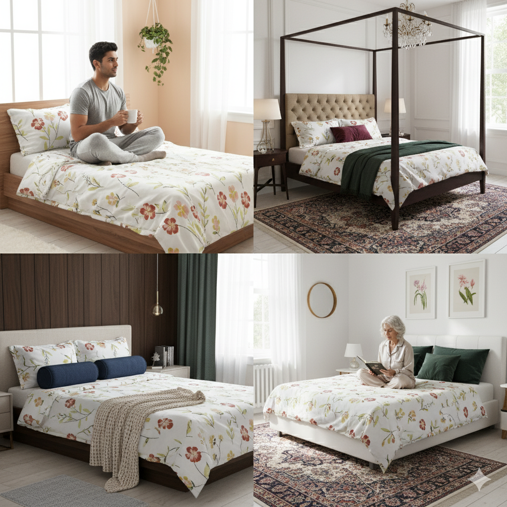 Premium Cotton Floral Bedsheet Set – Elegant, Soft & Stylish