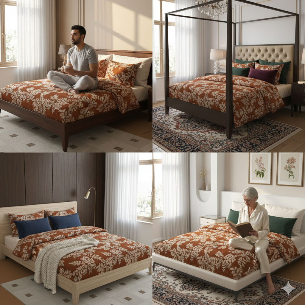 Premium Maroon Floral Cotton Bedsheet Set – Classic Elegance with Modern Comfort