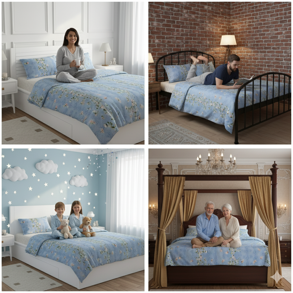 BlissBloom Sky Blue Bedding Set