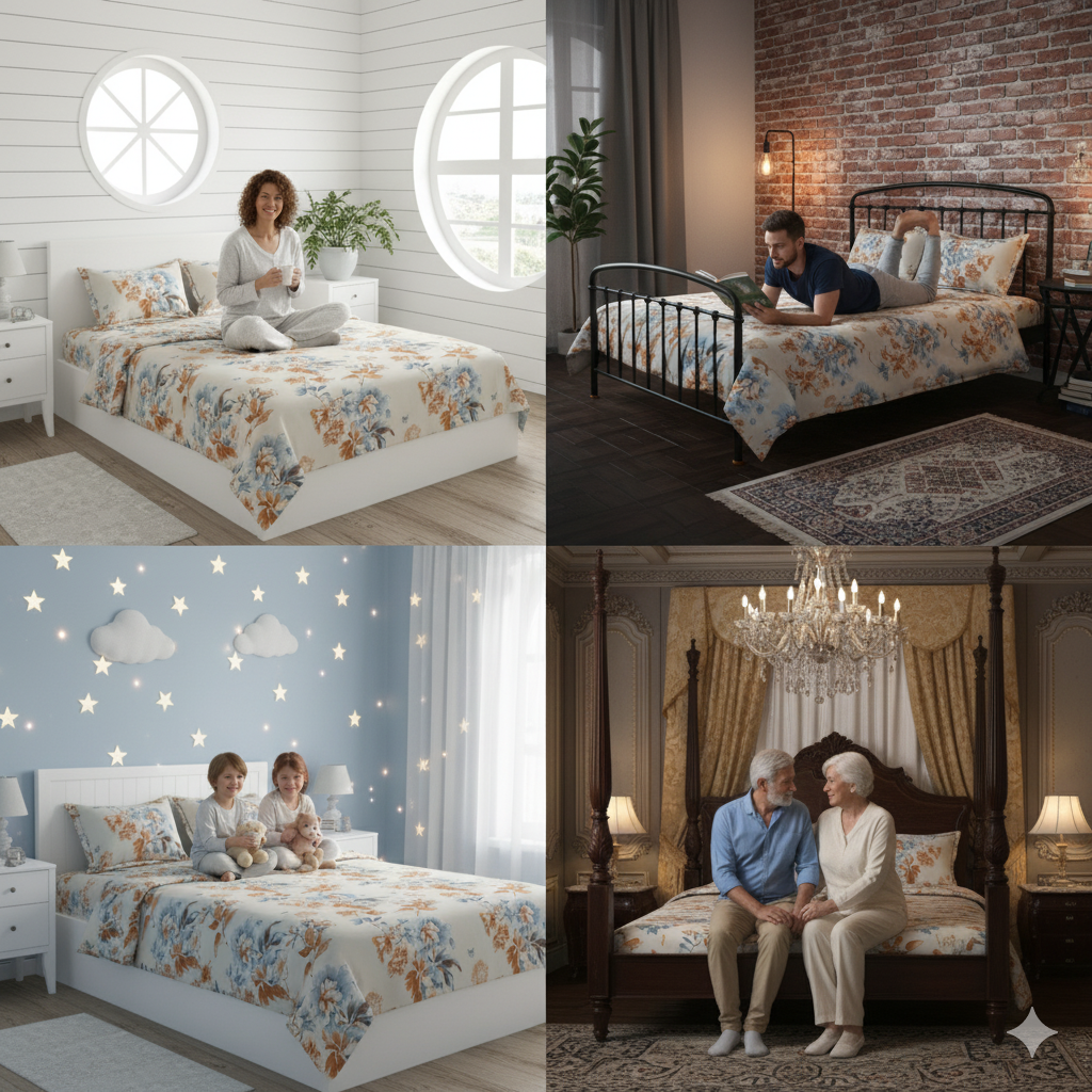 BloomAura Premium Floral Bedsheet Set