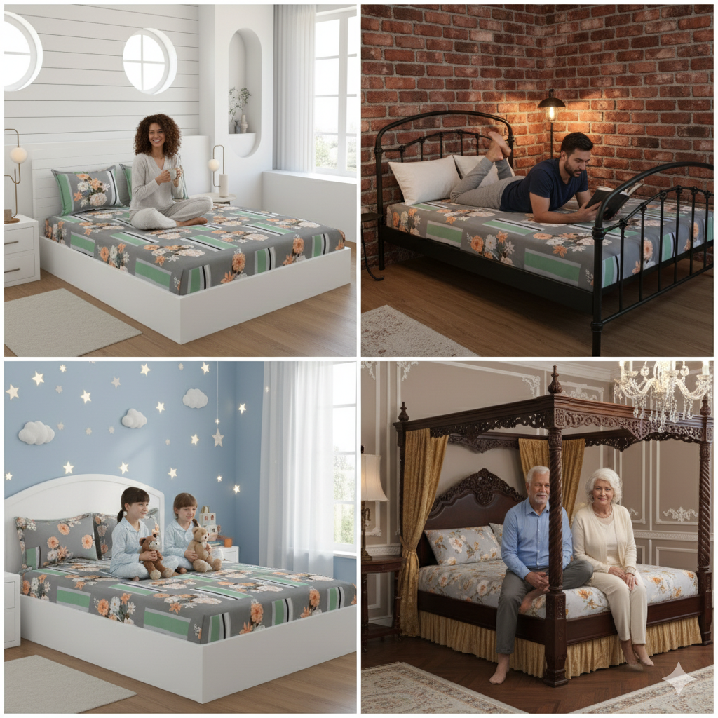 FloralGrace Premium Cotton Bedsheet Set