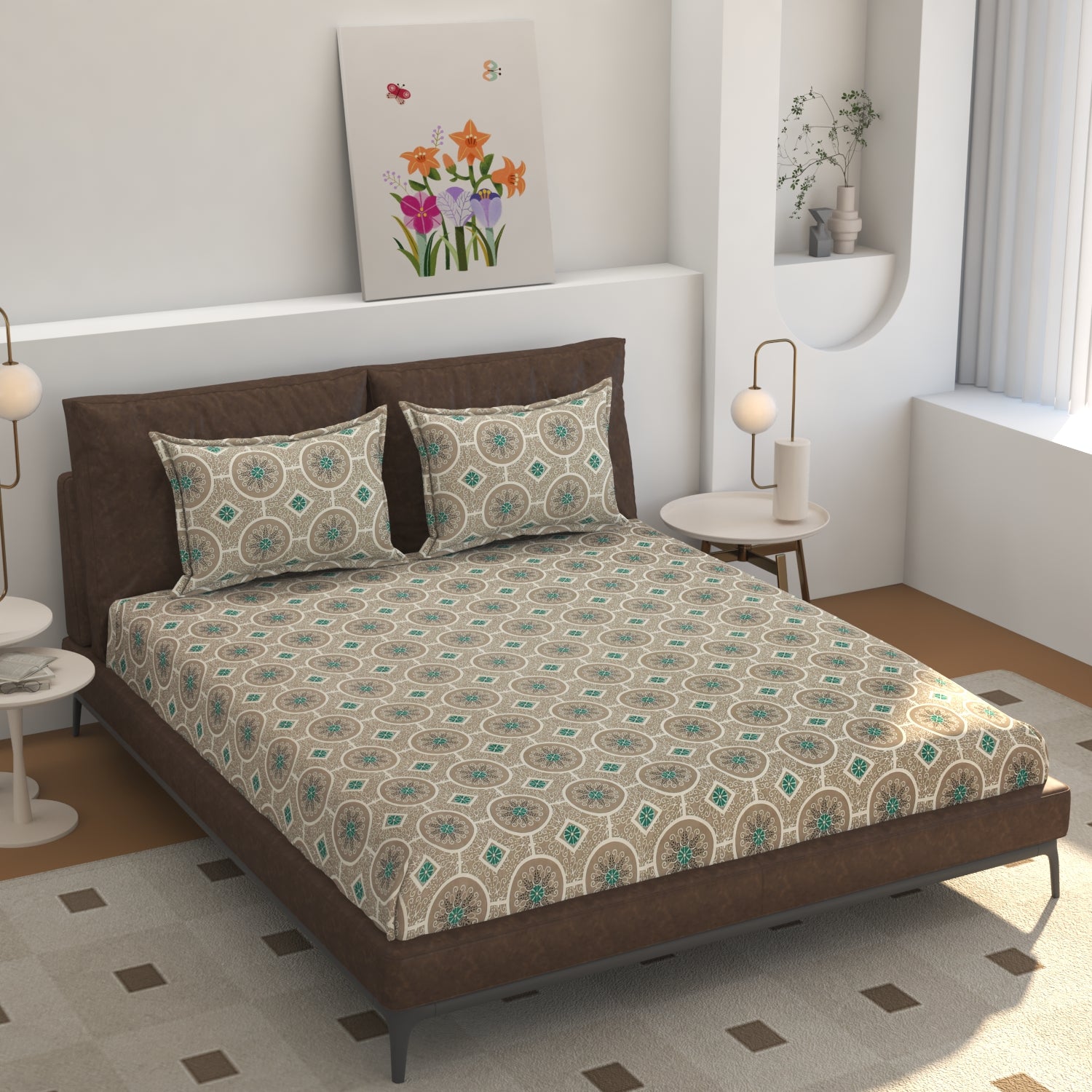 Elegant Harmony Geometric Bedsheet Set – Timeless Design, Supreme Comfort