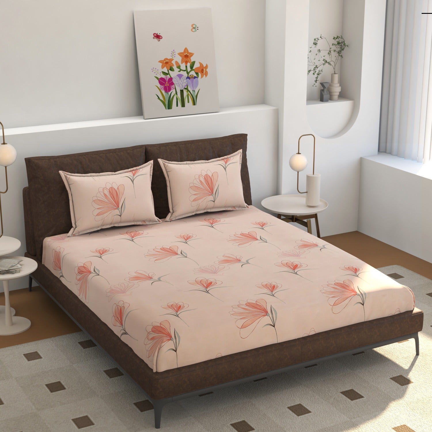 BlushBloom Premium Cotton Floral Bedsheet Set