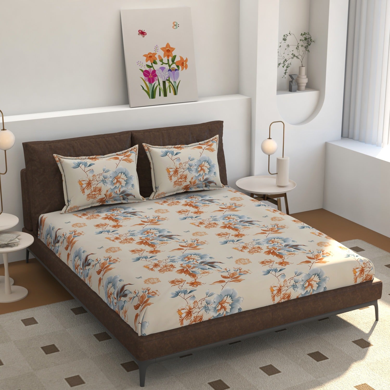 BloomAura Premium Floral Bedsheet Set