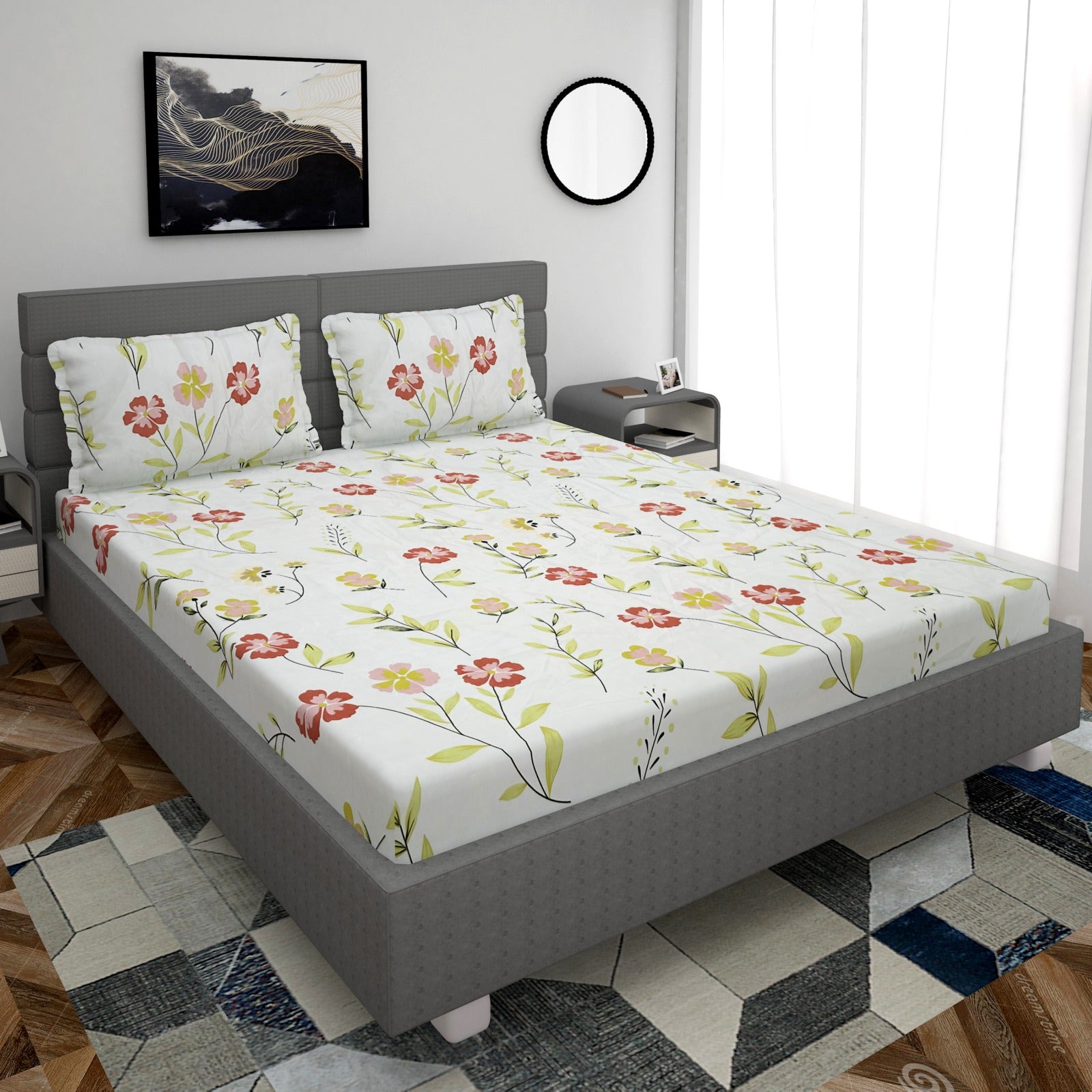 Premium Cotton Floral Bedsheet Set – Elegant, Soft & Stylish