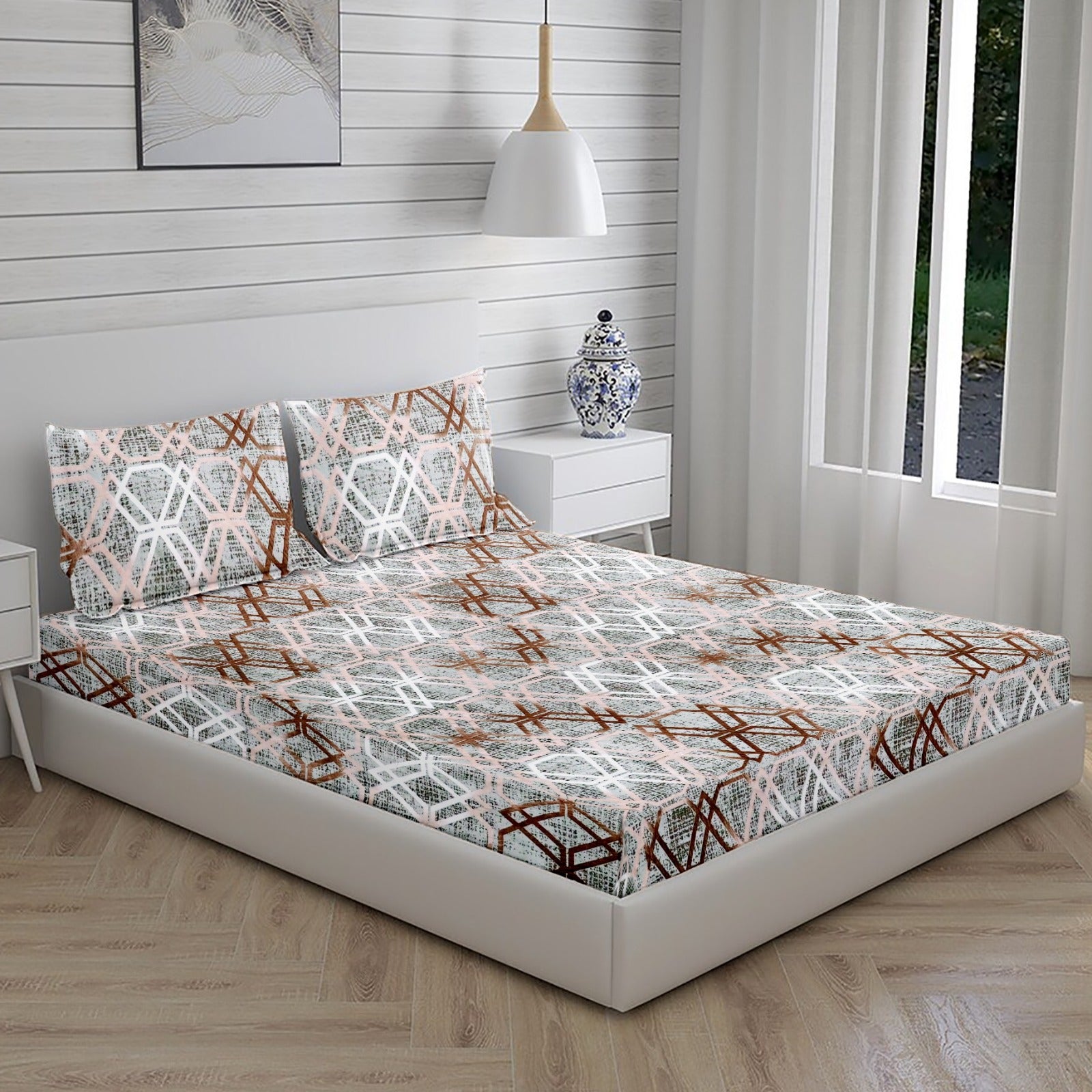 Modern Geometric Premium Cotton Bedsheet Set