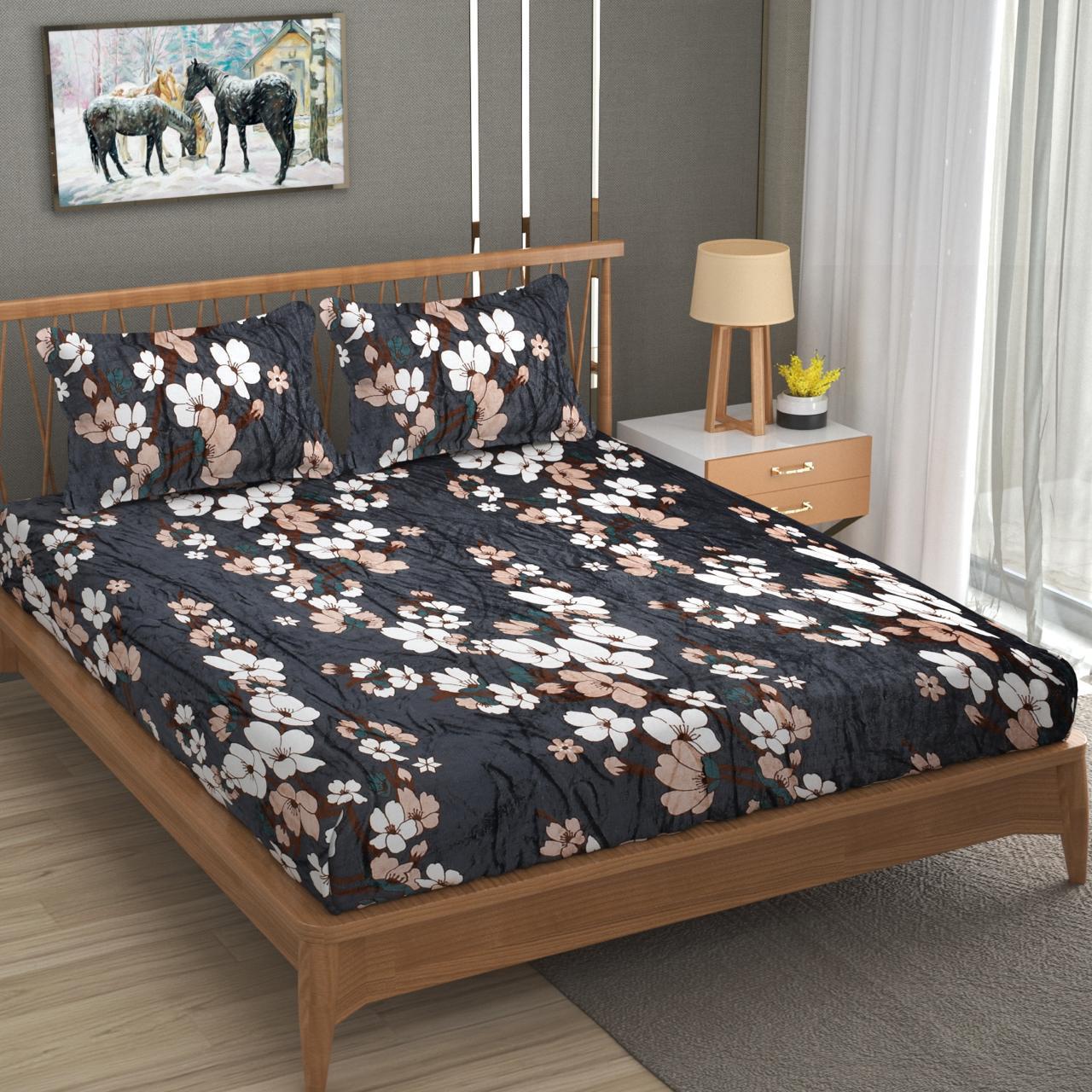 Midnight Blossom Premium Bedsheet Set – Elegant, Soft & Timeless