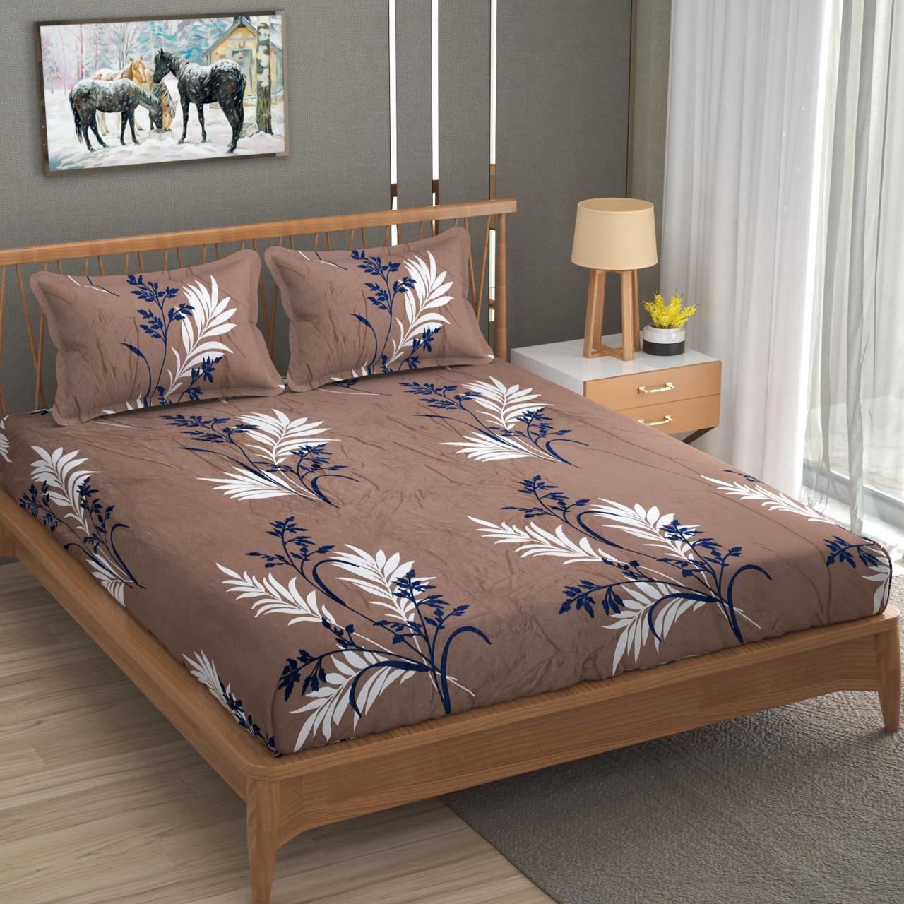 Royal Leaf Brown Bedsheet Set – Elegant, Soft & Distinctly Stylish