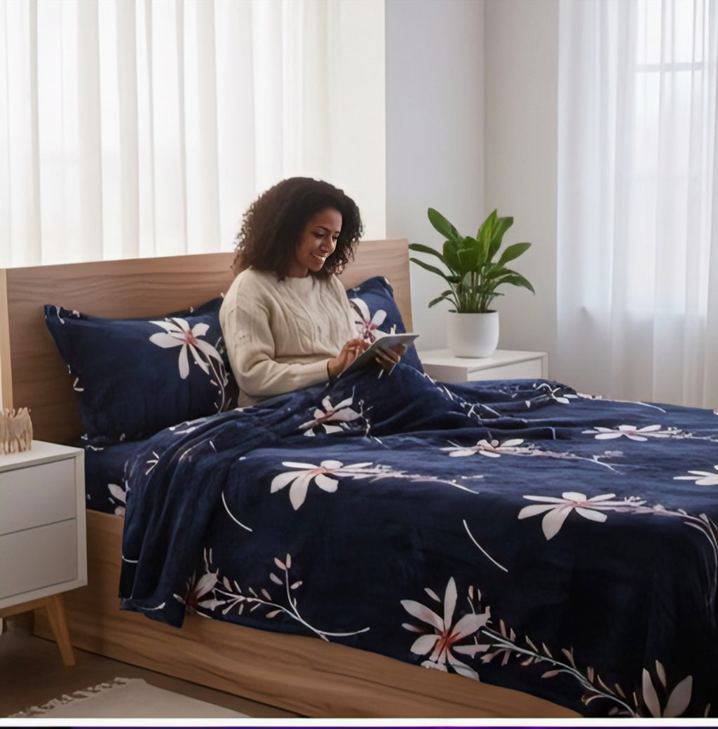 Midnight Bloom Premium Bedsheet Set – Stylish, Soft & Sophisticated