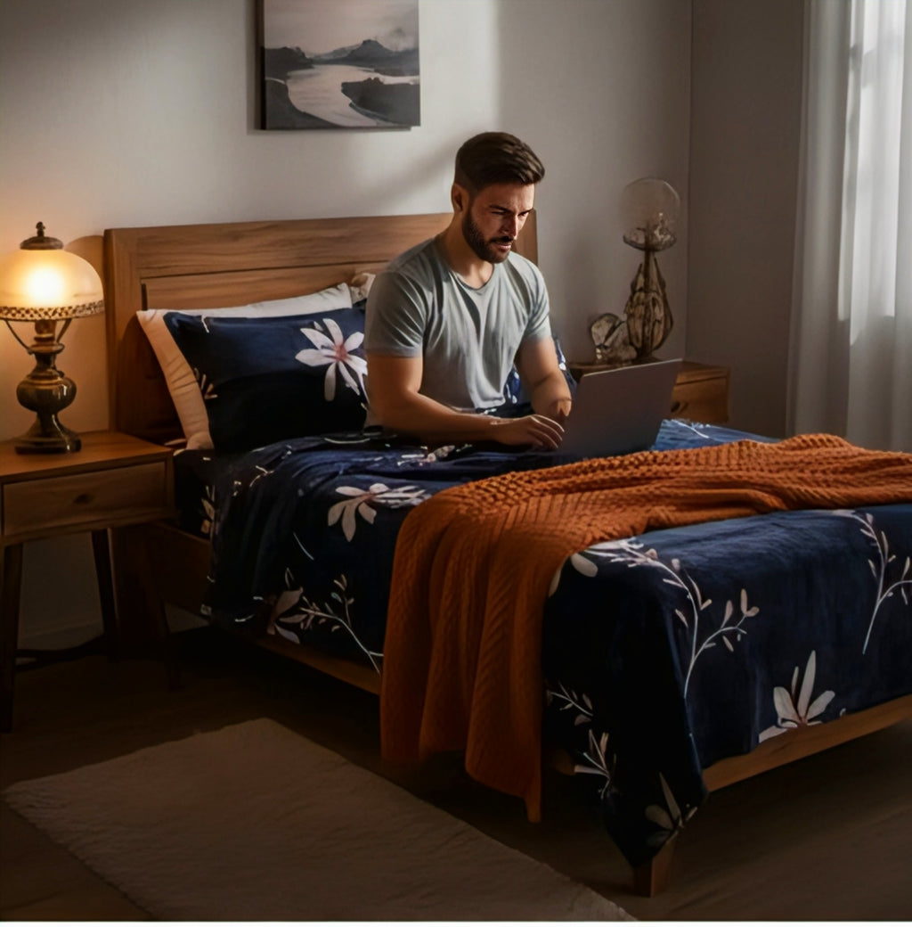 Midnight Bloom Premium Bedsheet Set – Stylish, Soft & Sophisticated