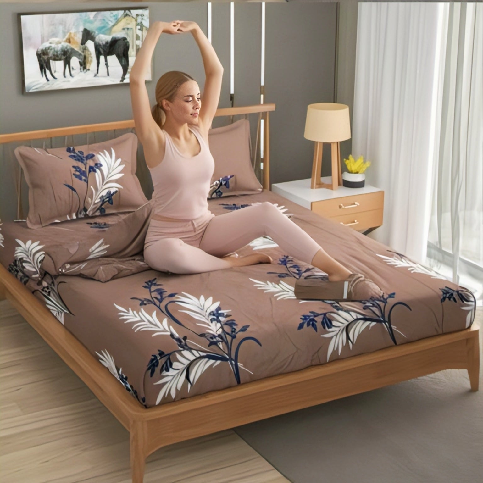 Royal Leaf Brown Bedsheet Set – Elegant, Soft & Distinctly Stylish