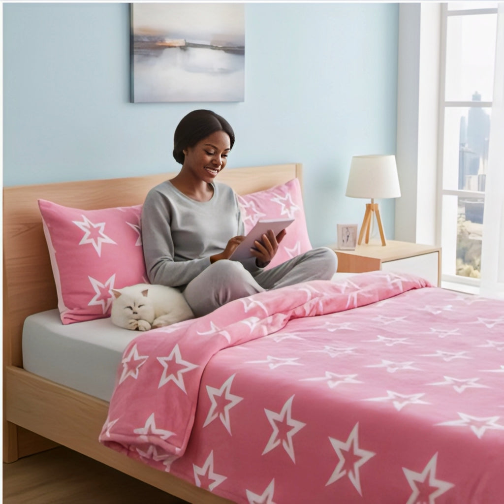 Unique Pink Star Bedsheet Set