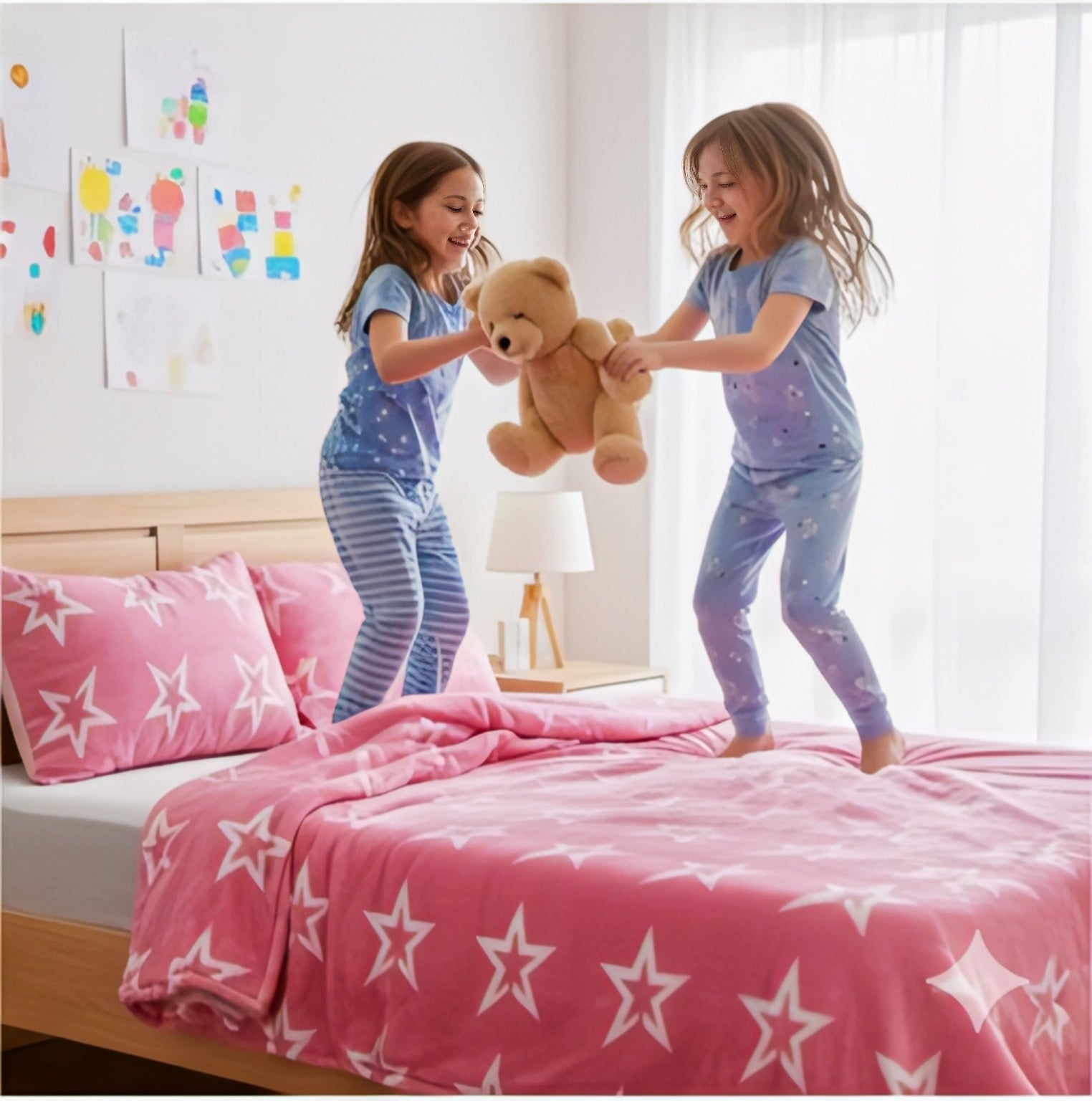 Unique Pink Star Bedsheet Set