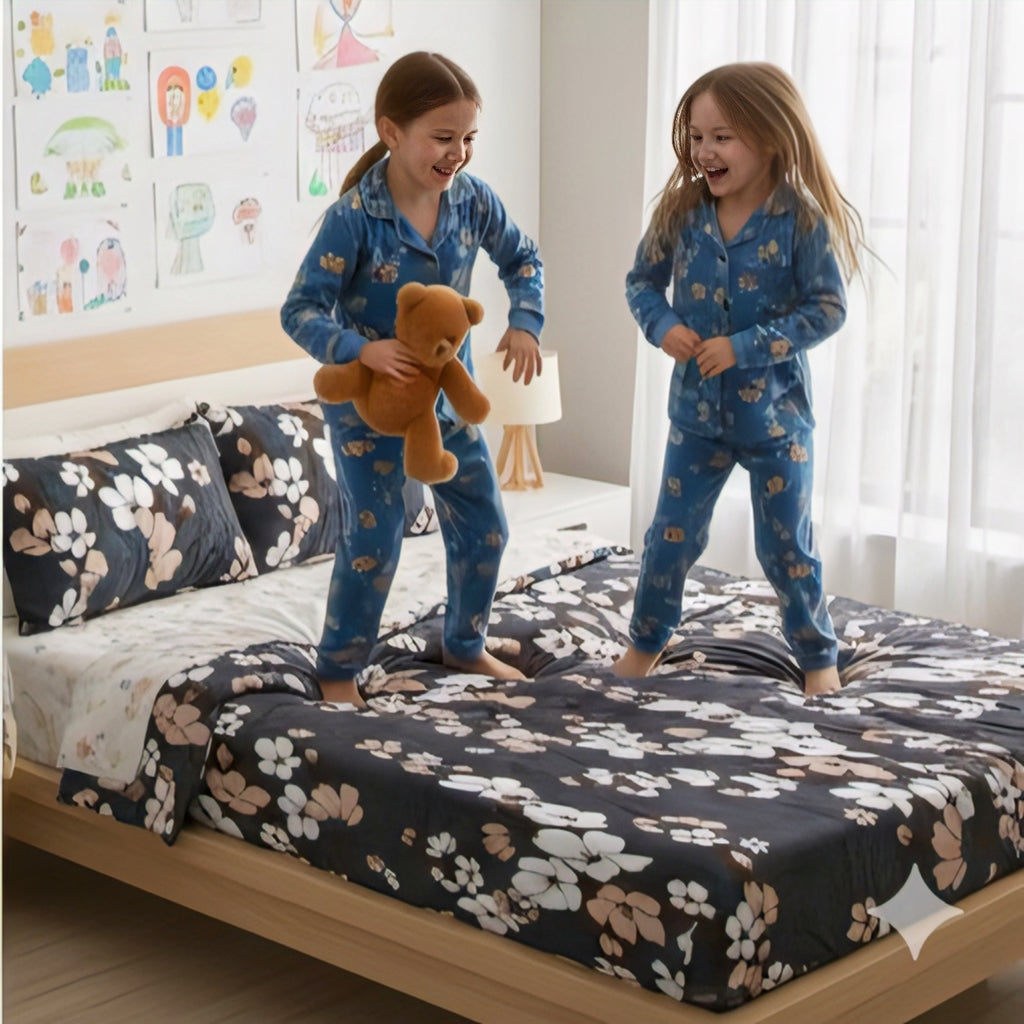 Midnight Blossom Premium Bedsheet Set – Elegant, Soft & Timeless