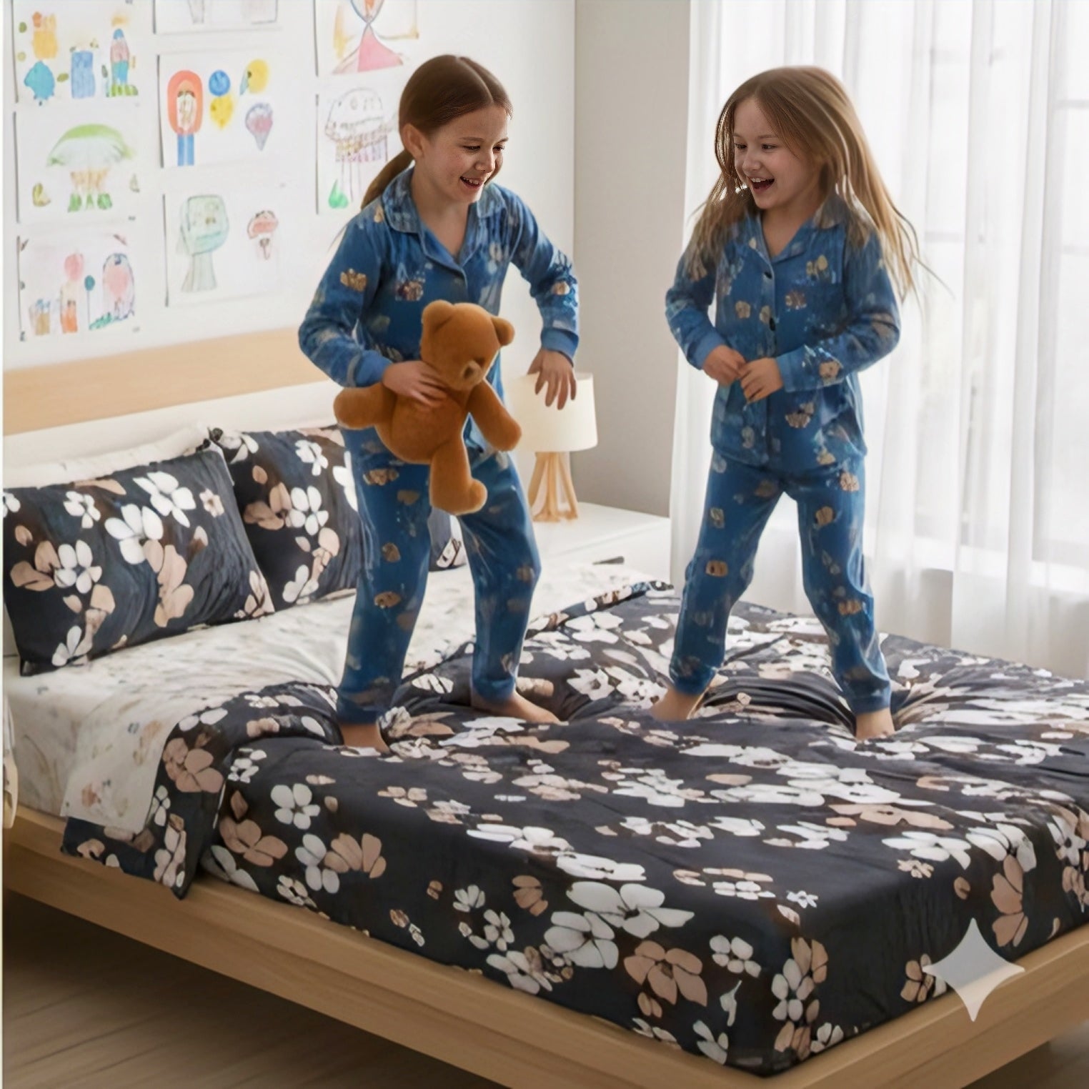 Midnight Blossom Premium Bedsheet Set – Elegant, Soft & Timeless