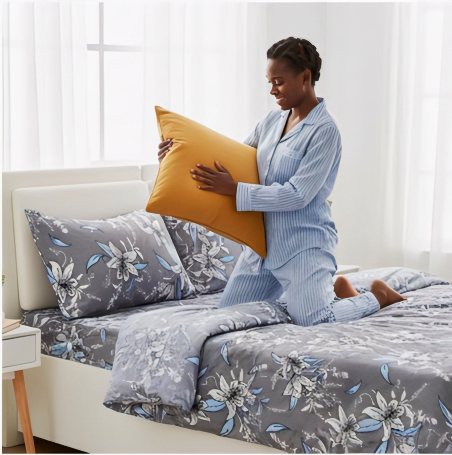 FLORAL GREY BEDSHEET