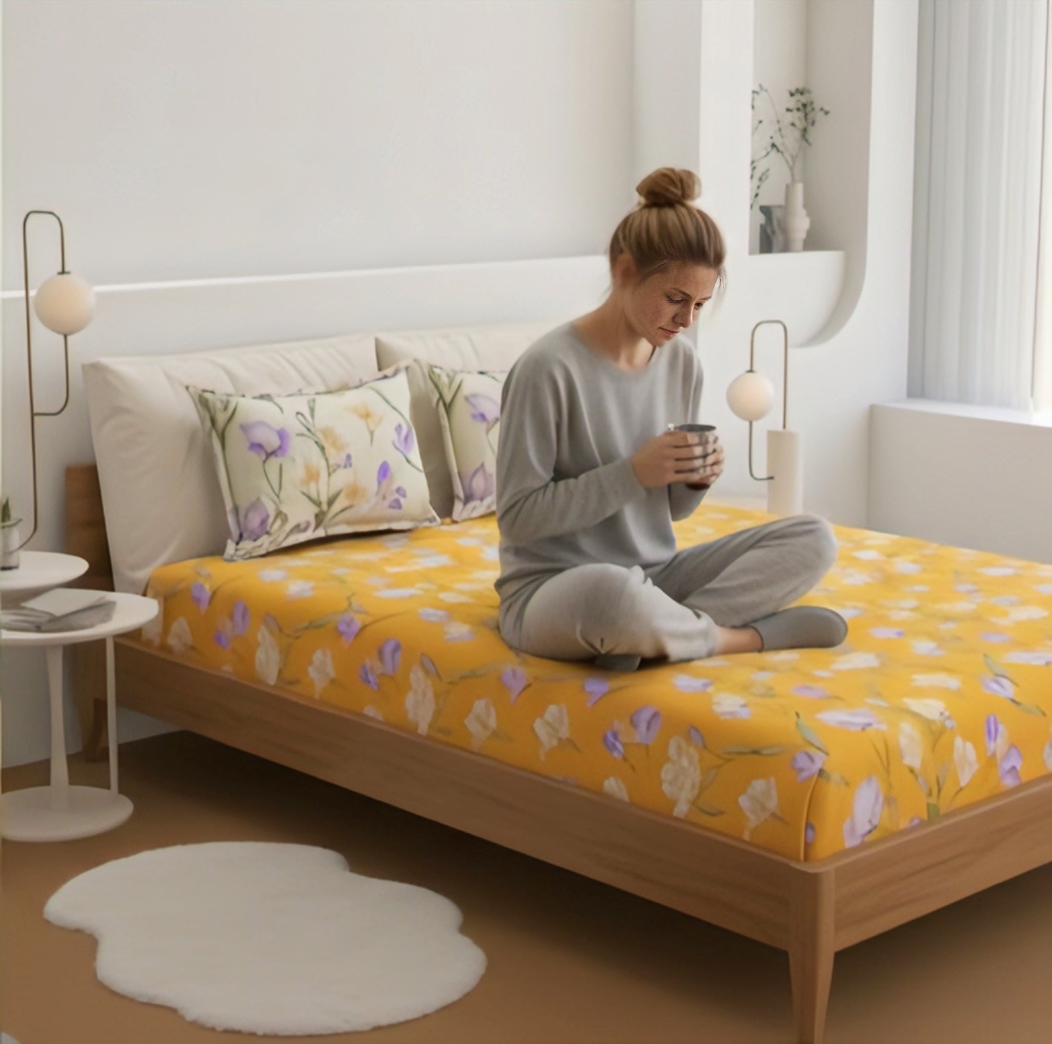 Sunshine Bloom Premium Floral Bedsheet Set – Bright, Elegant & Comfortably Chic