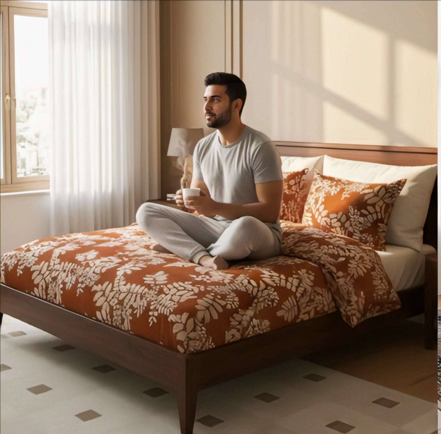 Premium Maroon Floral Cotton Bedsheet Set – Classic Elegance with Modern Comfort