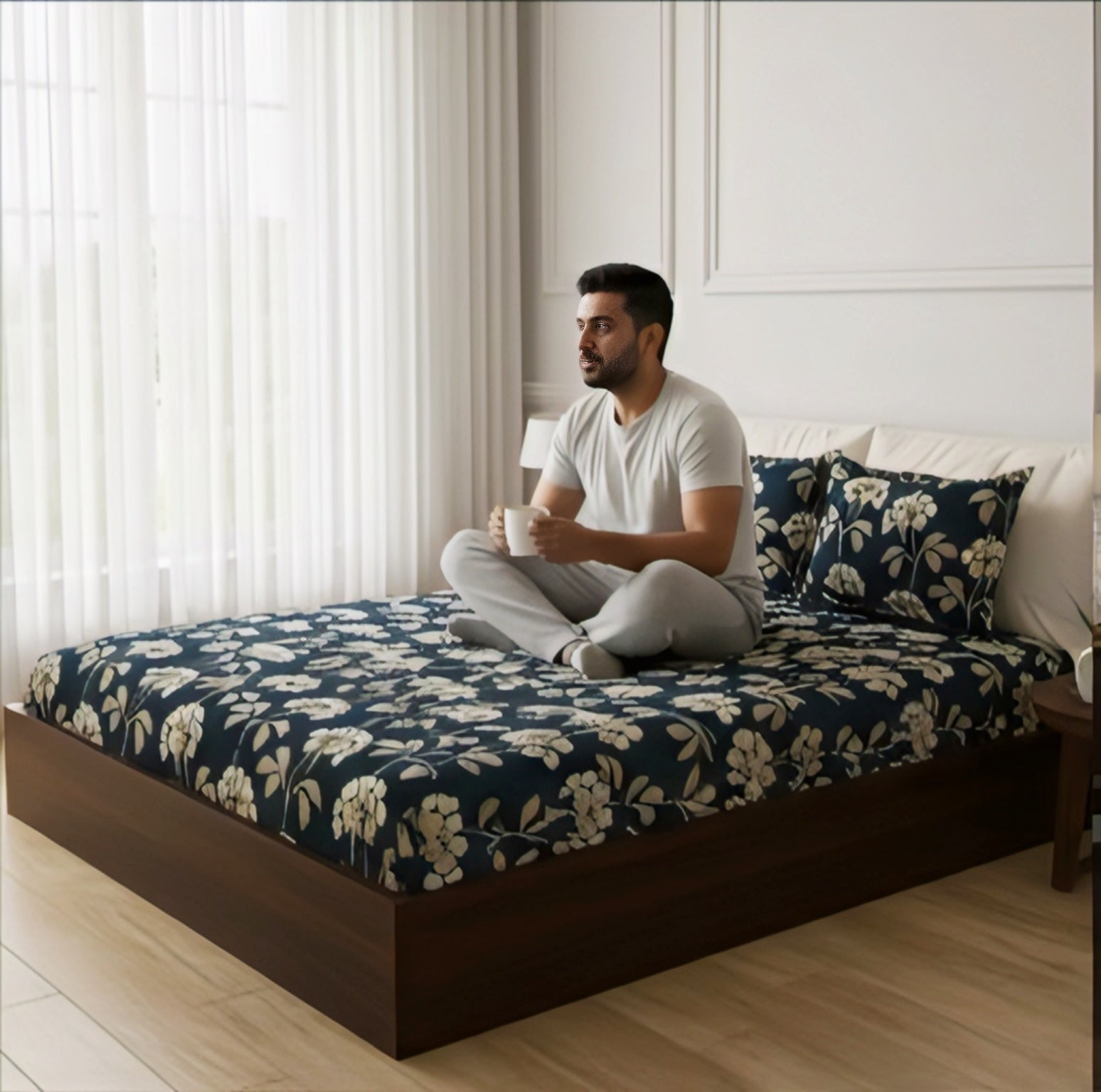 Elegant Floral Premium Cotton Bedsheet Set – Unique, Luxurious