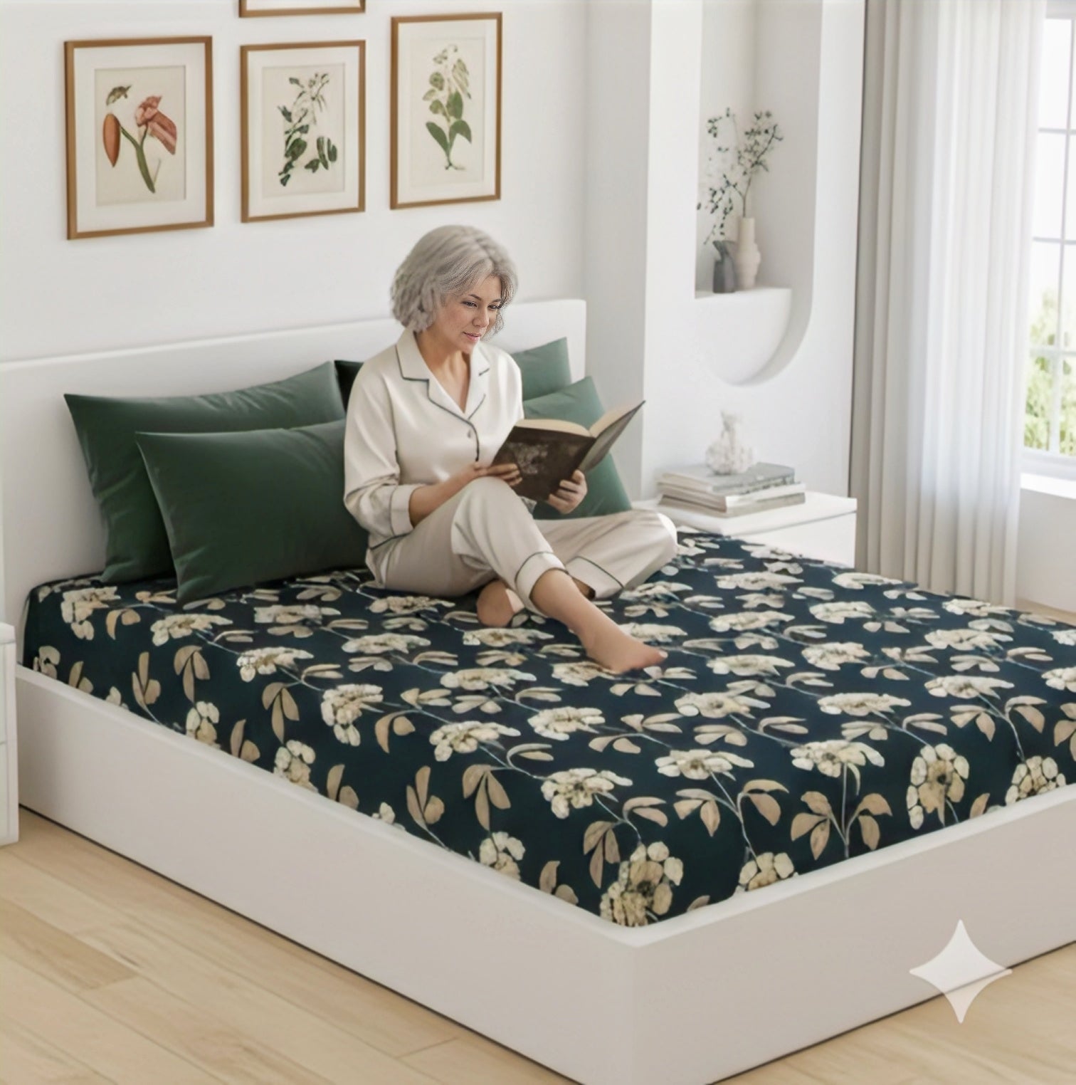 Elegant Floral Premium Cotton Bedsheet Set – Unique, Luxurious