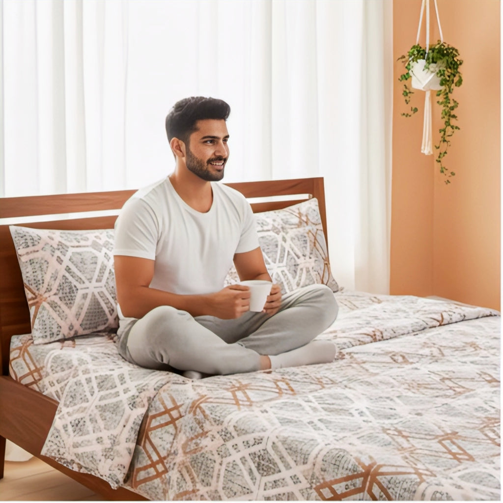 Modern Geometric Premium Cotton Bedsheet Set
