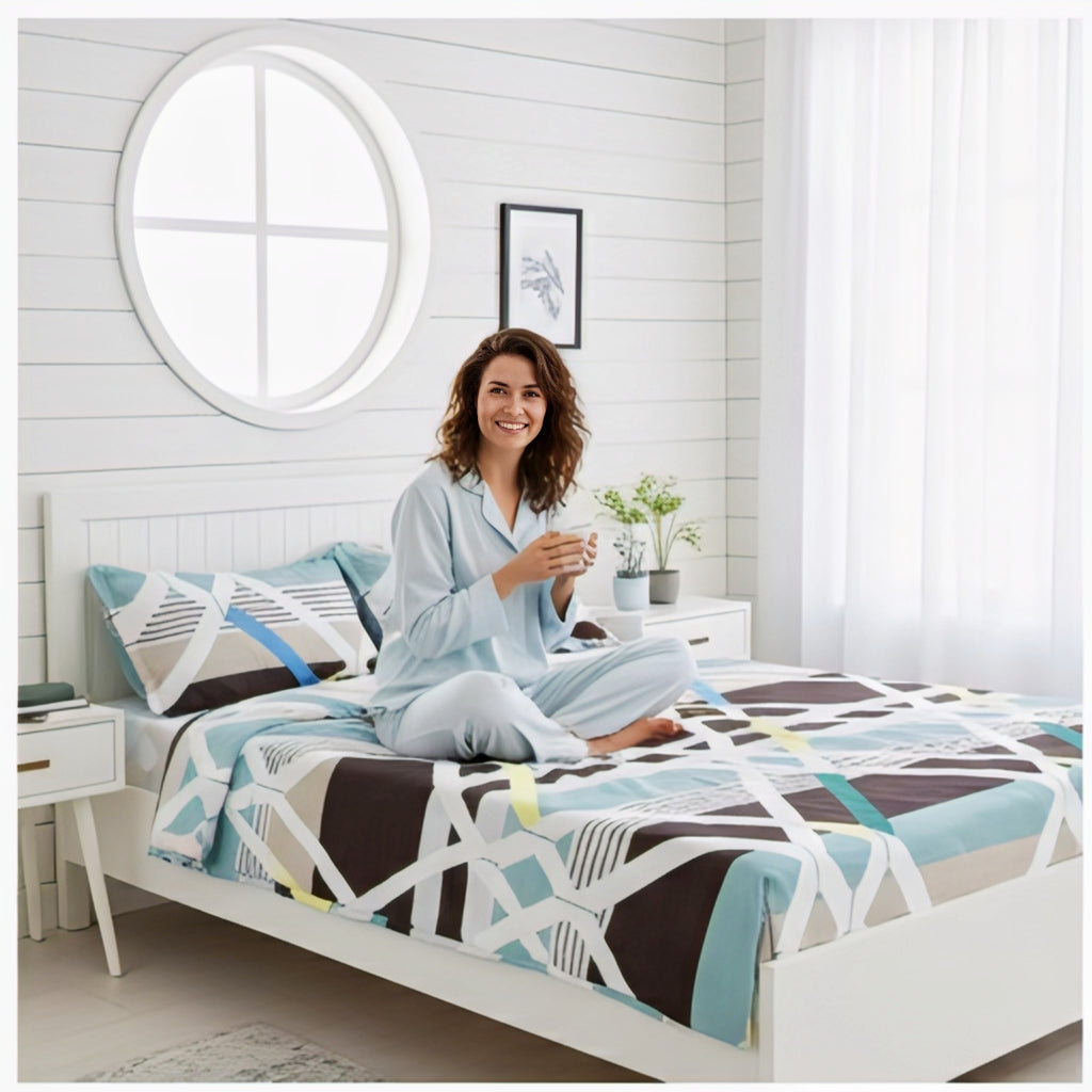 Premium Geometric Print Bedsheet Set