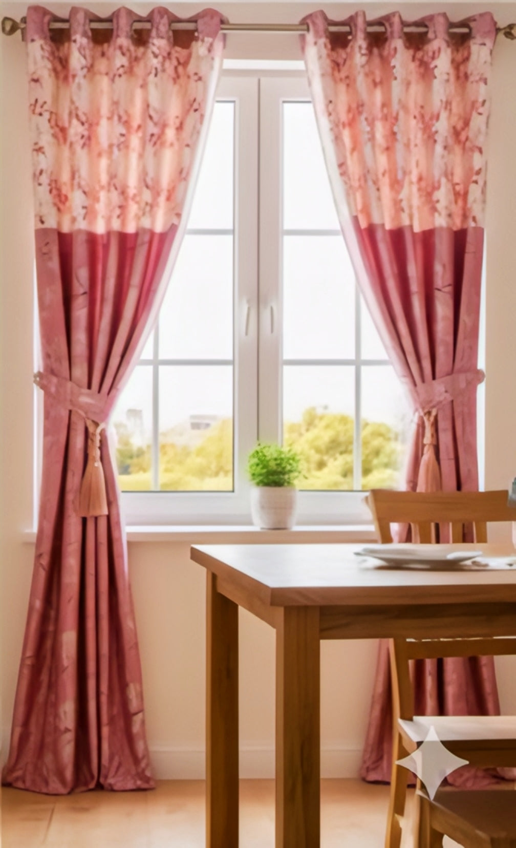 Elegant Rose Bloom Long Curtains