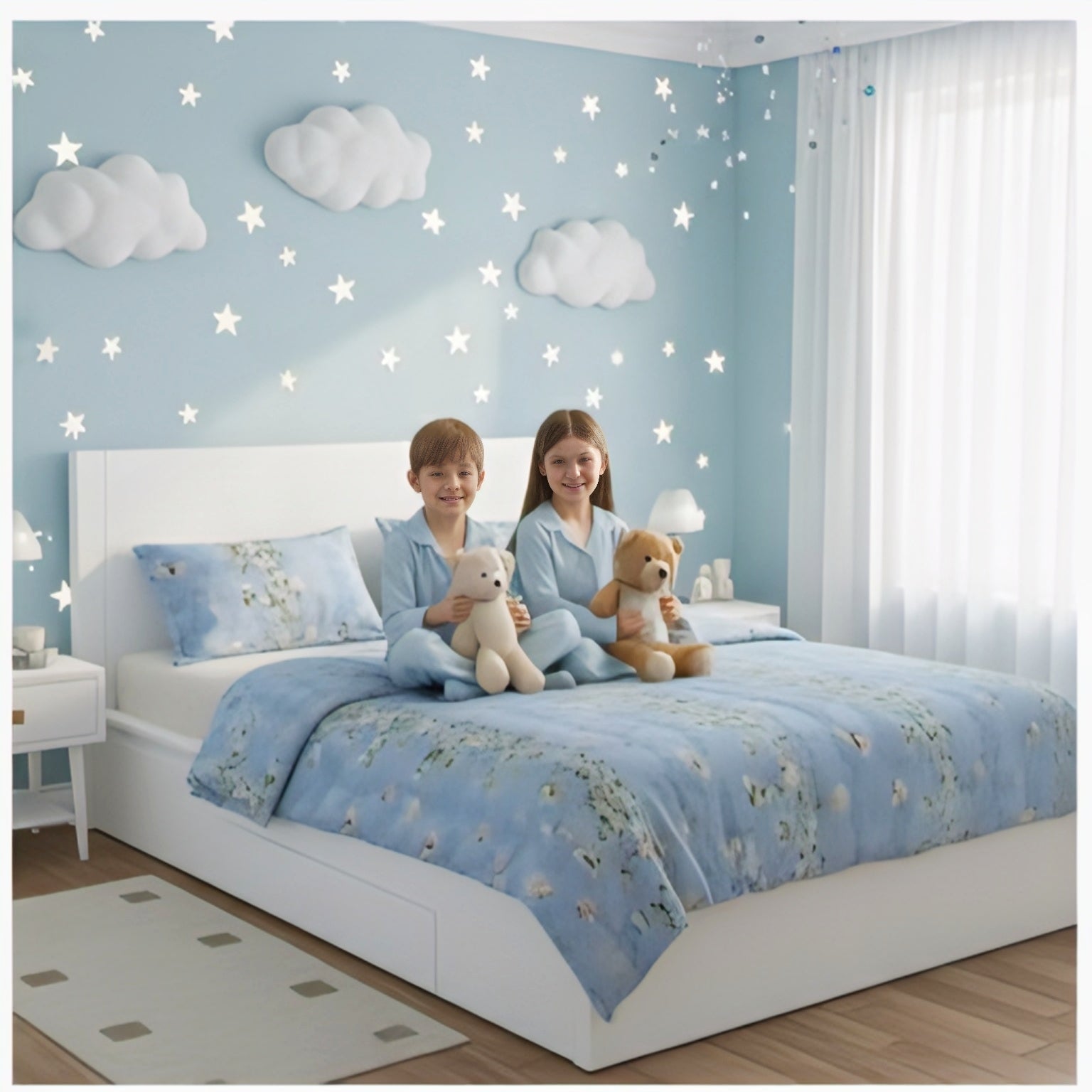 BlissBloom Sky Blue Bedding Set