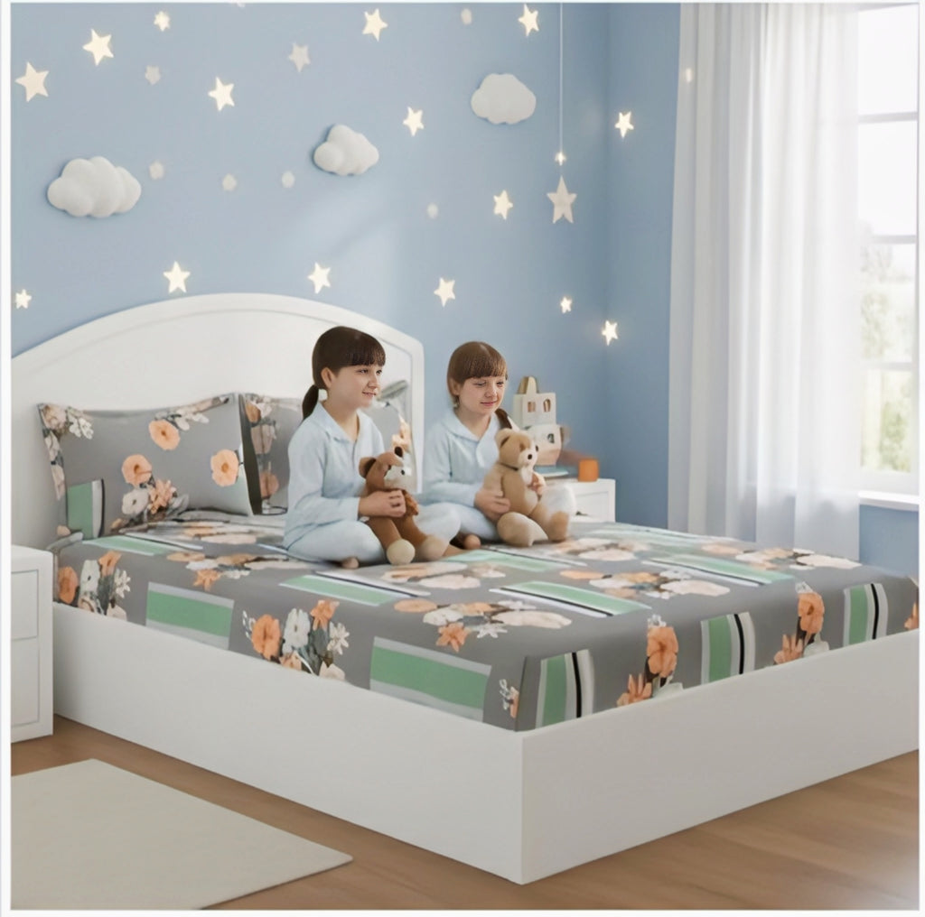 FloralGrace Premium Cotton Bedsheet Set