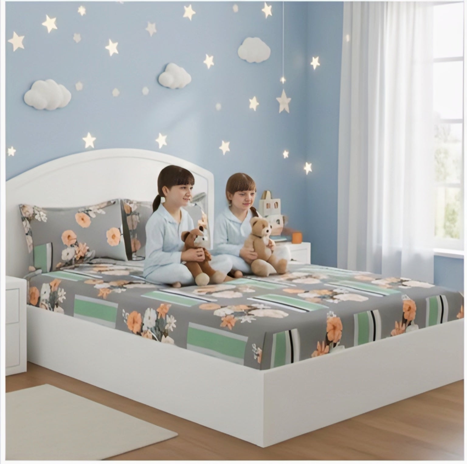 FloralGrace Premium Cotton Bedsheet Set