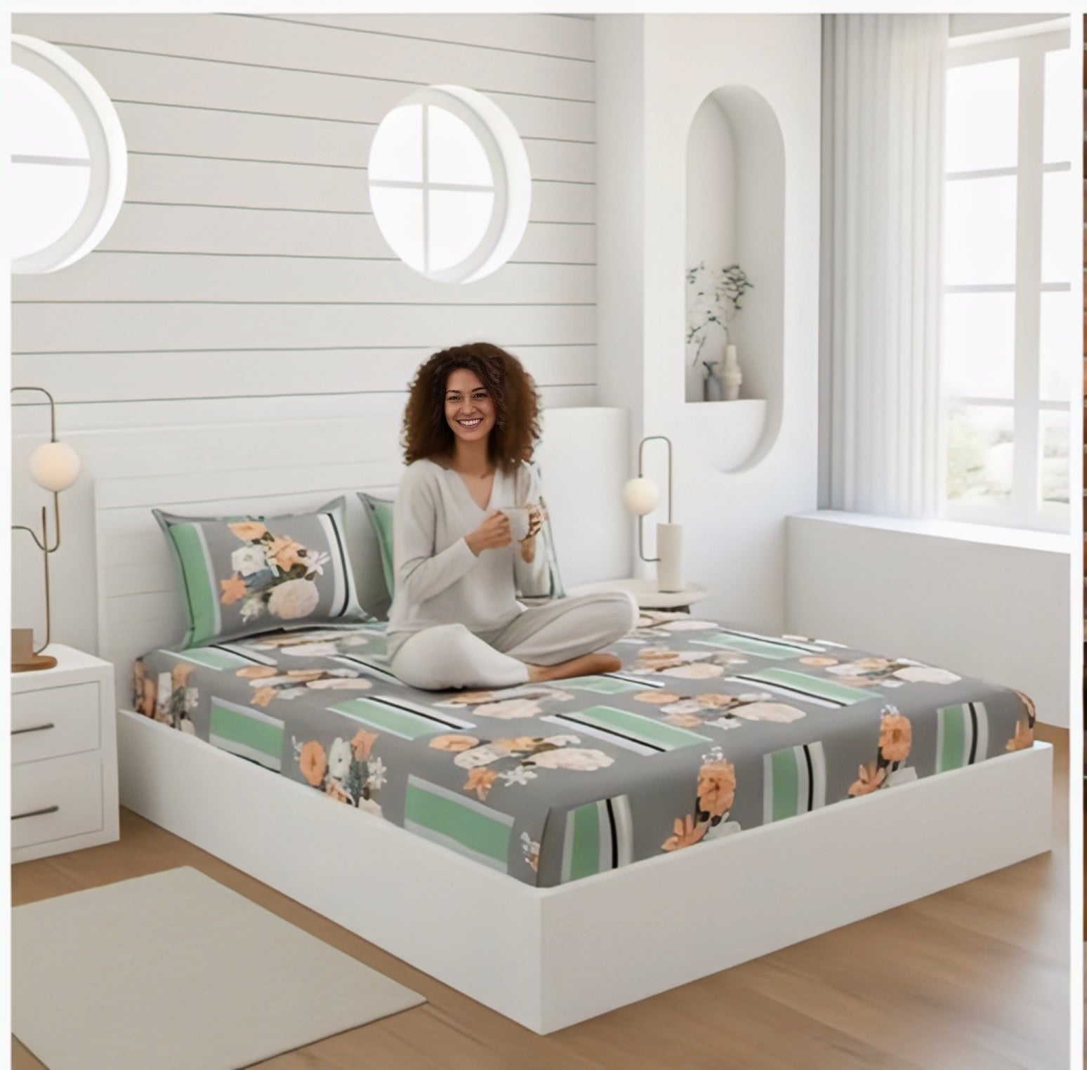 FloralGrace Premium Cotton Bedsheet Set